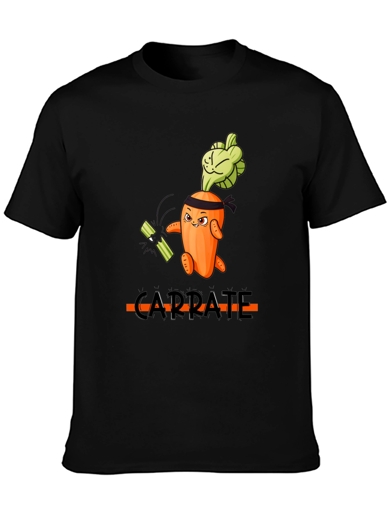 Black Carra-te T-Shirt: Funny Carrot Karate Design view 3