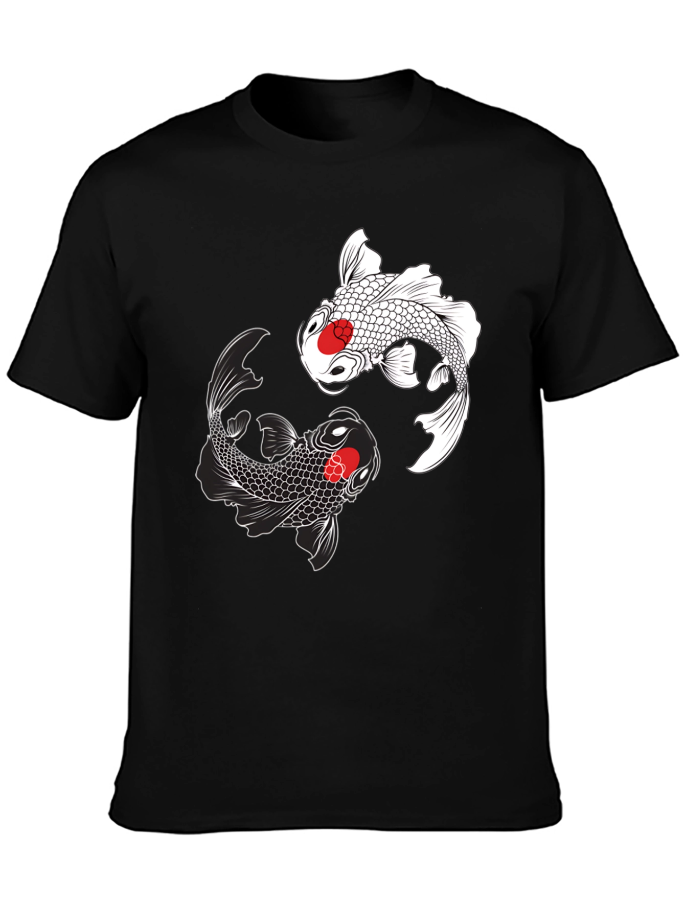 Black Koi Fish Yin Yang Graphic Tee - Black view 3