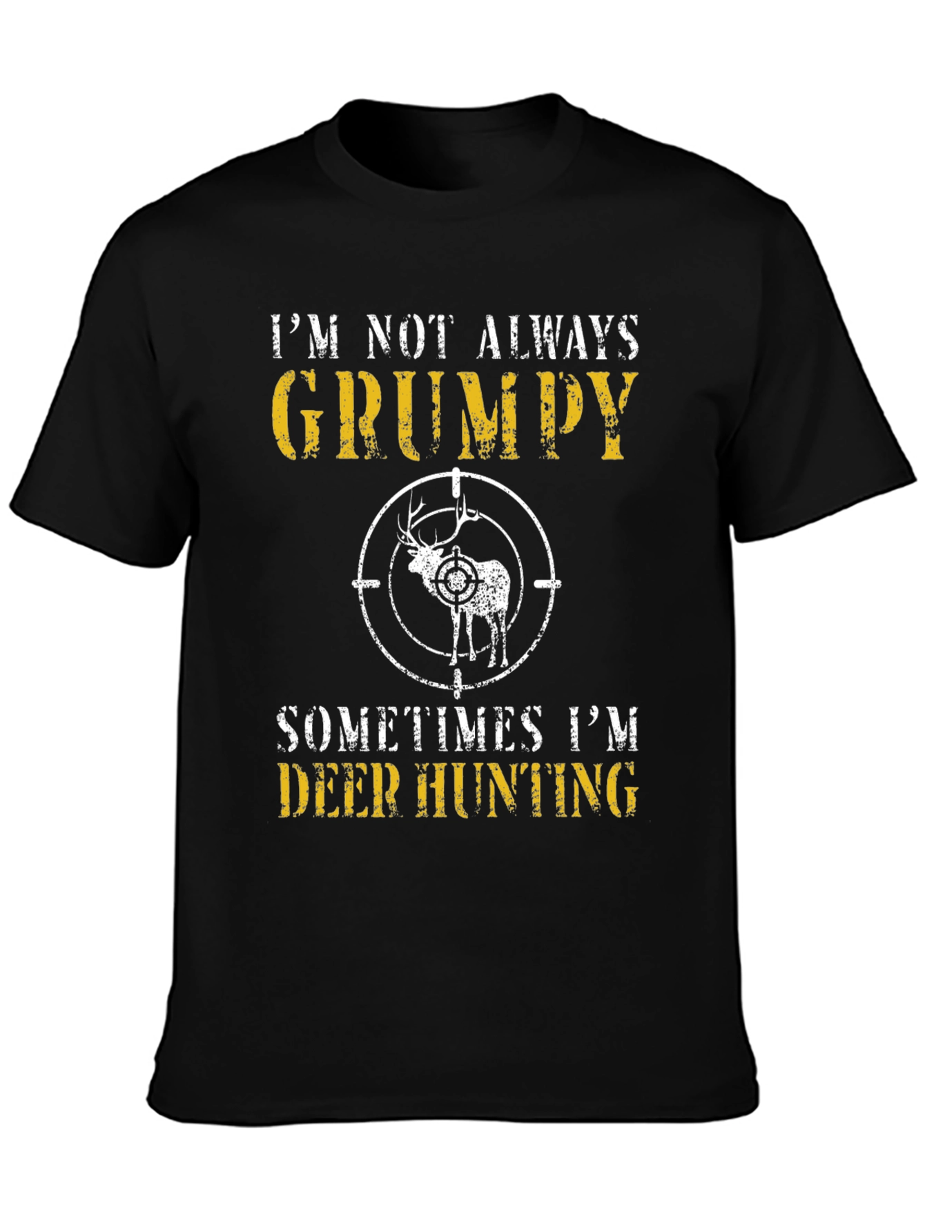 Black Grumpy Deer Hunting Graphic T-Shirt view 3