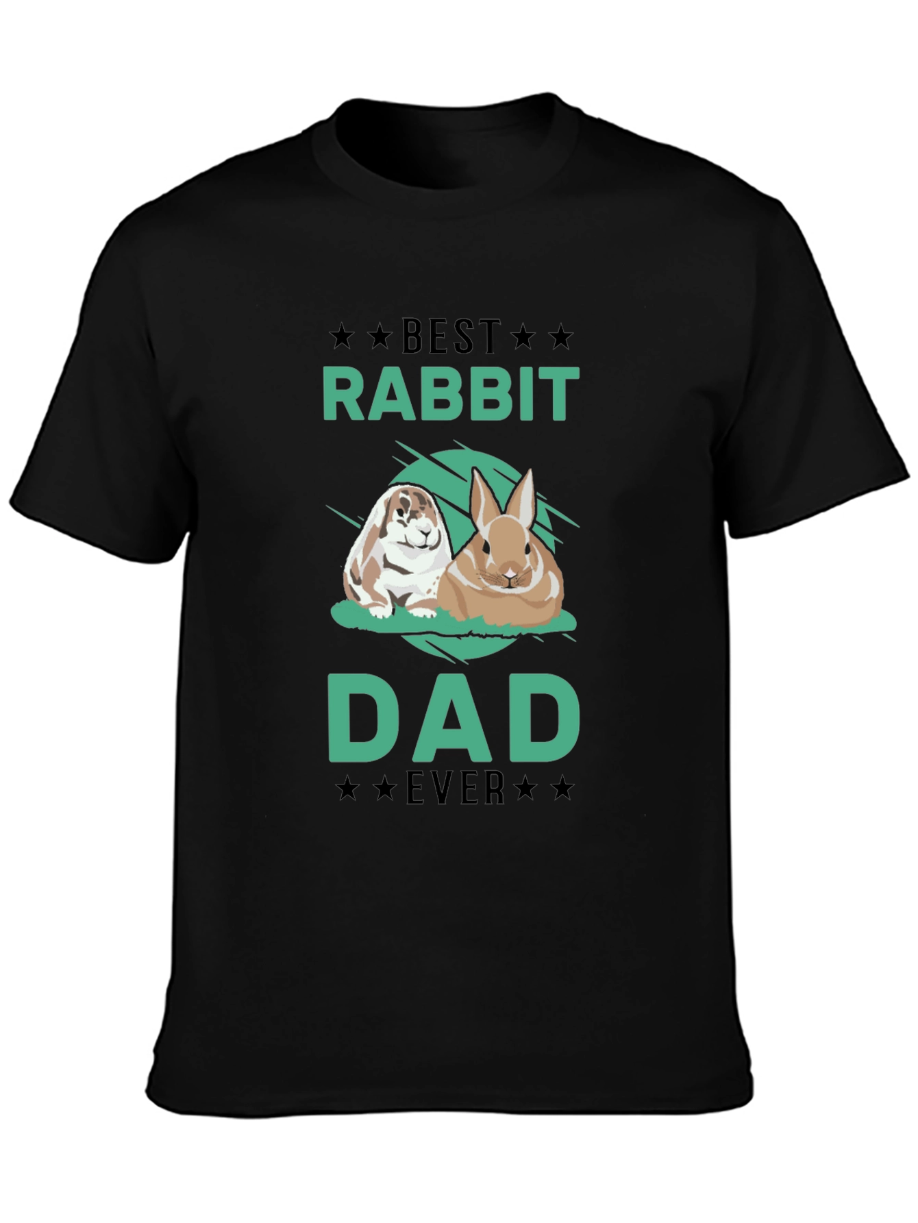 Black Best Rabbit Dad Ever T-Shirt view 3