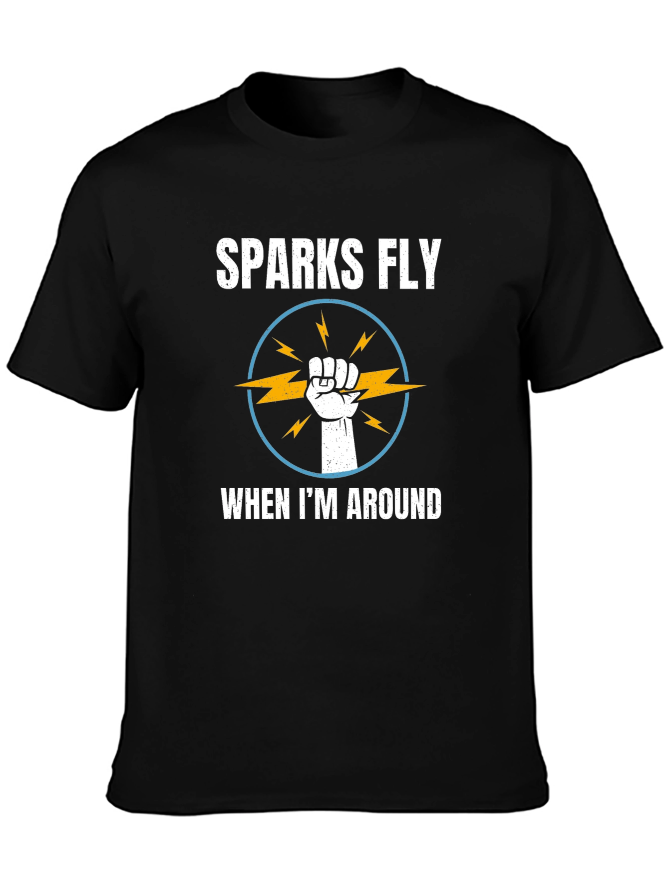 Black Sparks Fly T-Shirt - Electrician Humor Tee view 3