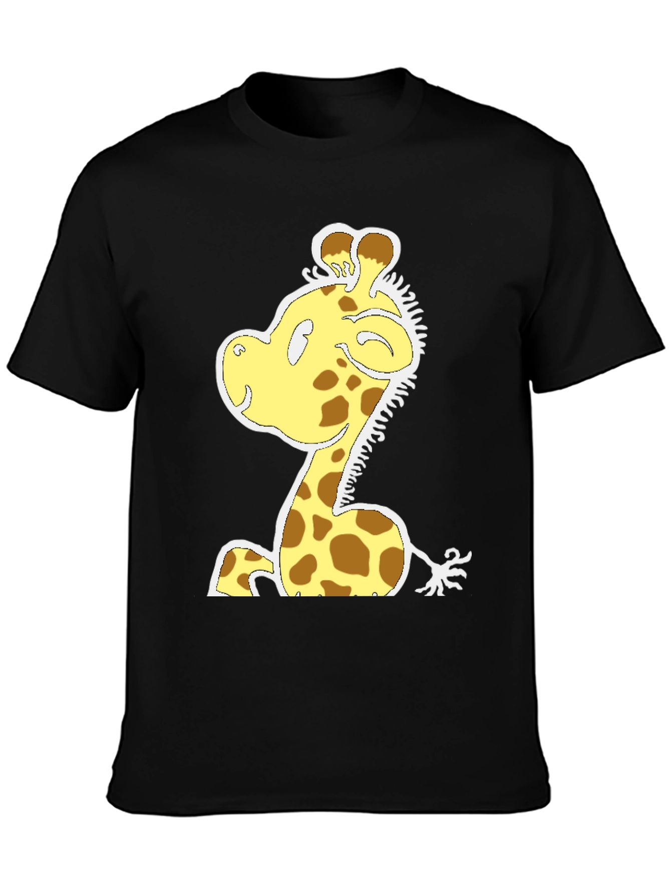Black Cartoon Giraffe T-Shirt - Fun Graphic Tee view 3