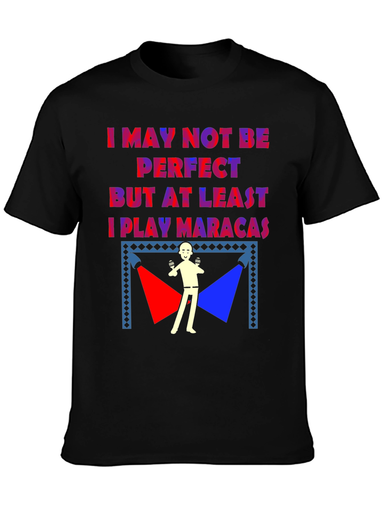 Black Funny Maraca Player T-Shirt view 3