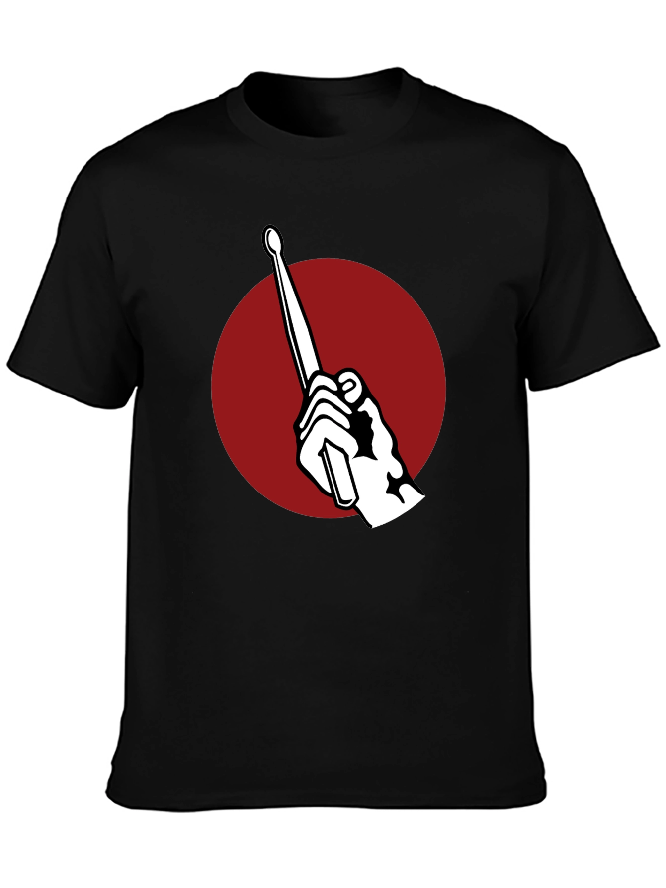 Black Drummer's Beat T-Shirt - Black Tee with Drumstick Design view 3