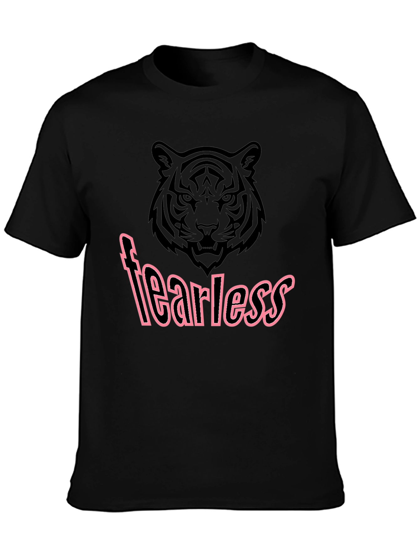 Black Fearless Tiger Graphic Tee - Stylish Men's Black T-Shirt view 3