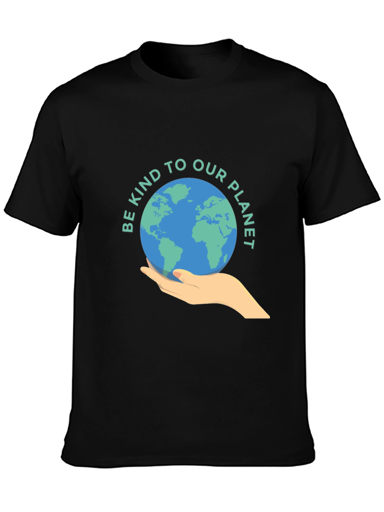 Black Eco-Friendly Graphic Tee - Be Kind to Our Planet view 3