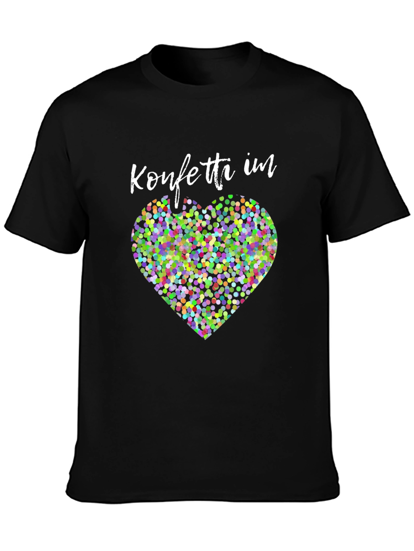 Black Confetti Heart Graphic Tee - Stylish Black Shirt view 3