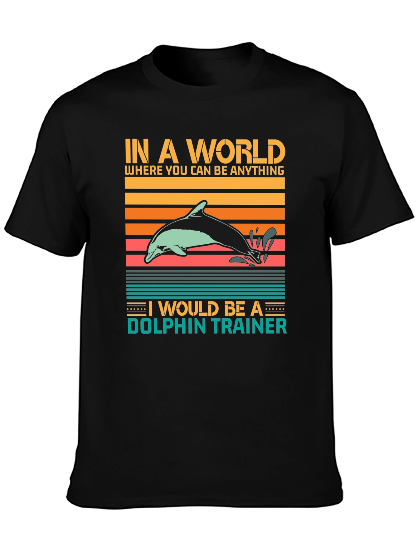Black Dolphin Trainer Graphic Tee - Unisex Black T-Shirt view 3
