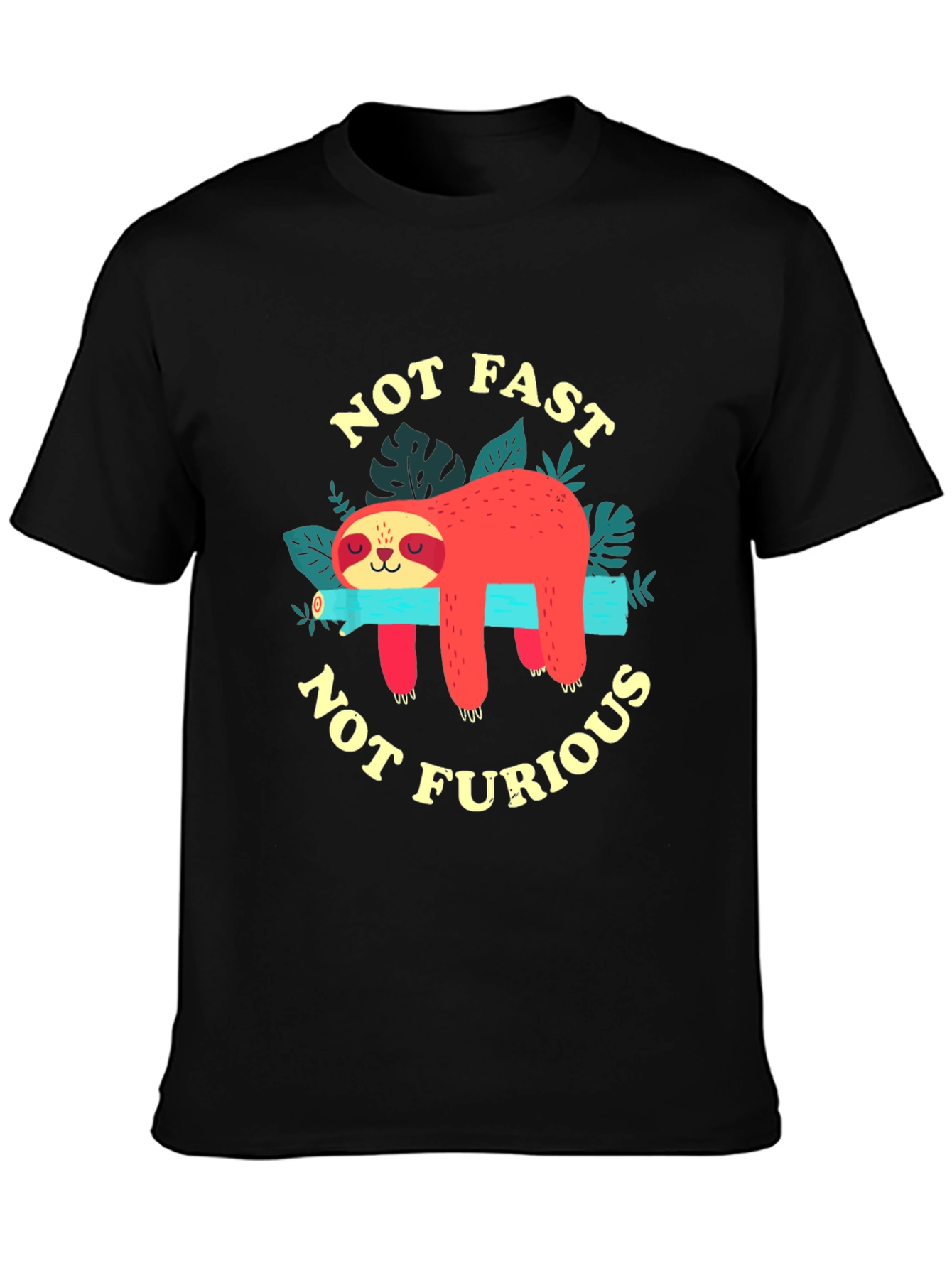Black Not Fast Not Furious Sloth Graphic Tee view 3