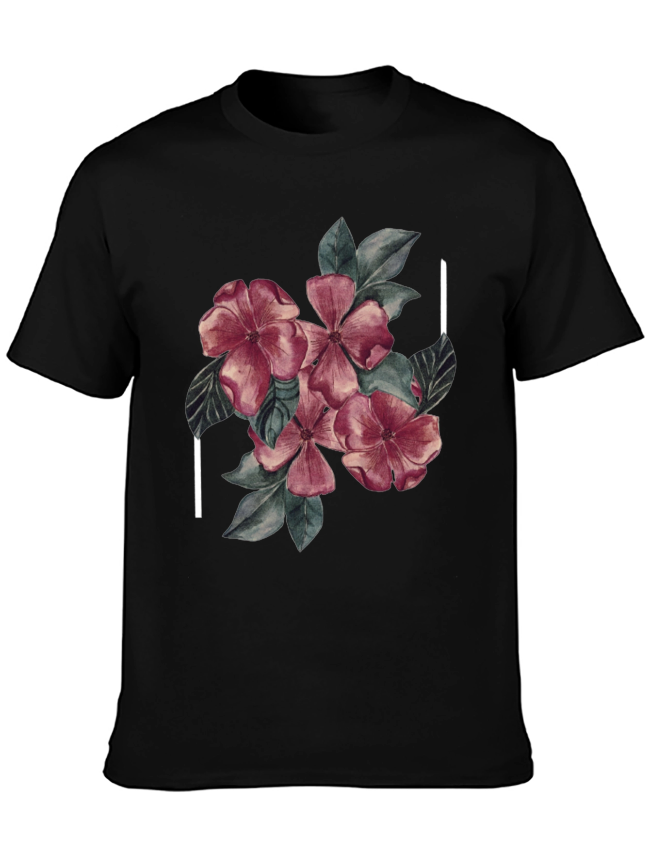 Black Floral Graphic Black Tee - Stylish & Unique Design view 3