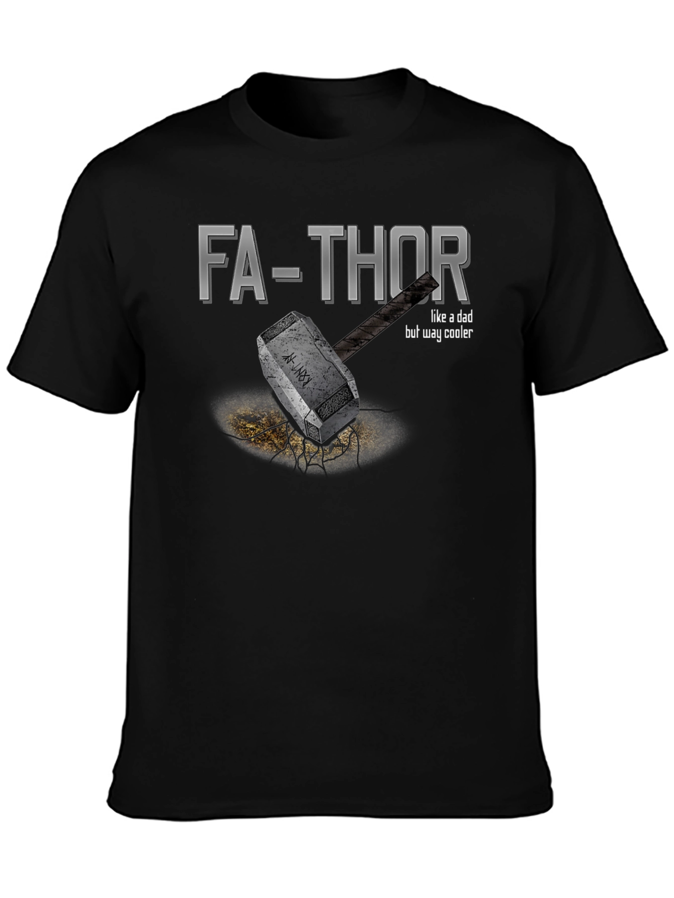 Black Fa-Thor T-Shirt - Like A Dad, But Way Cooler view 3