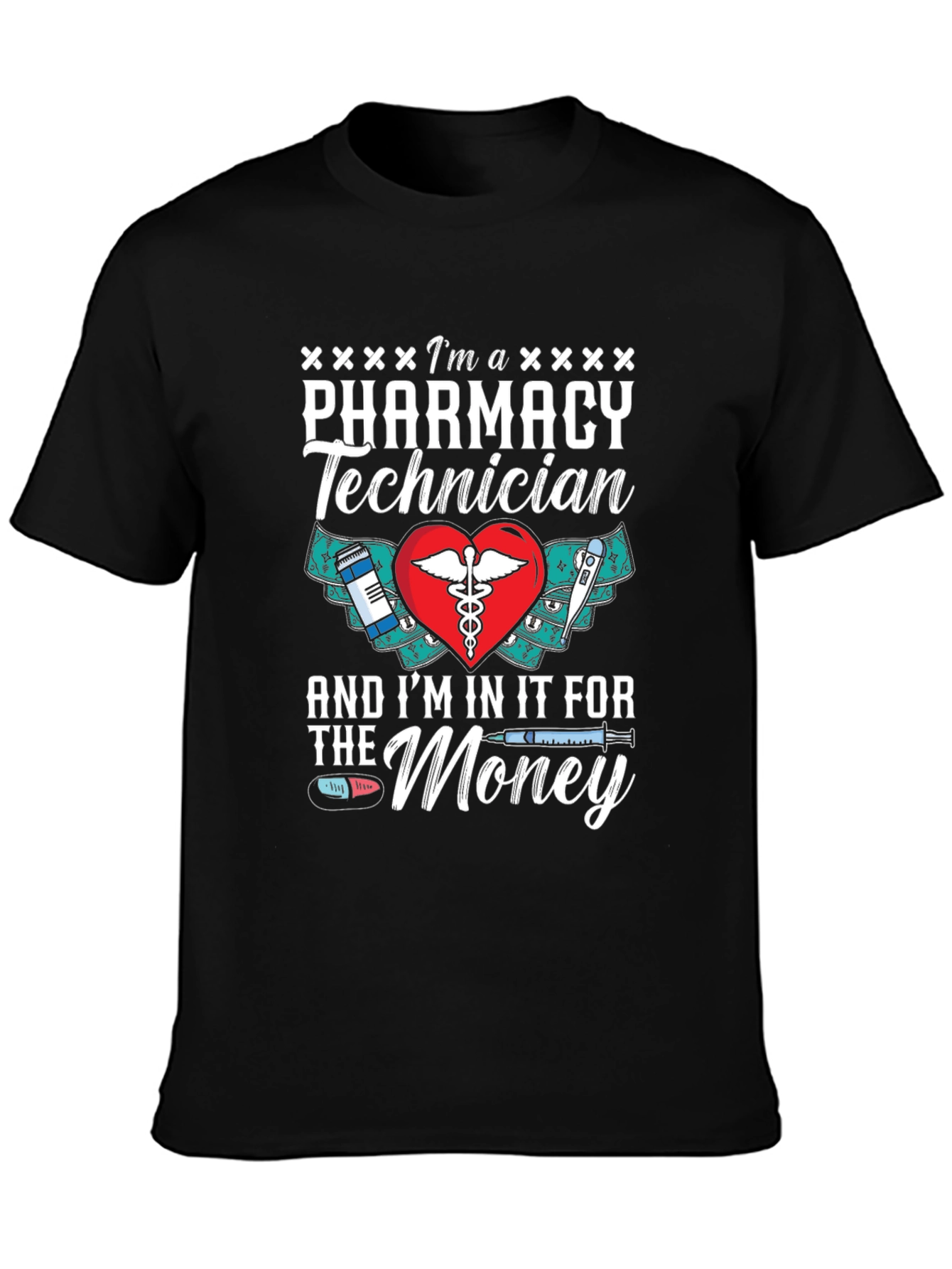 Black Pharmacy Technician T-Shirt - For The Money view 3