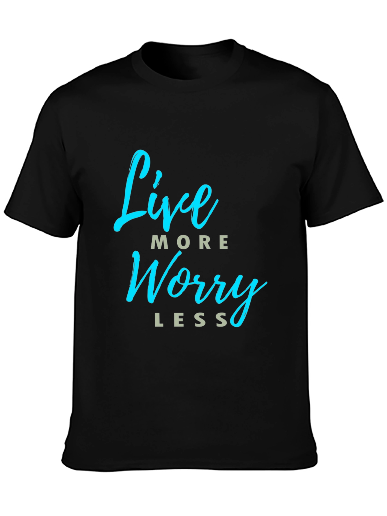 Black Live More Worry Less Graphic T-Shirt - Black view 3