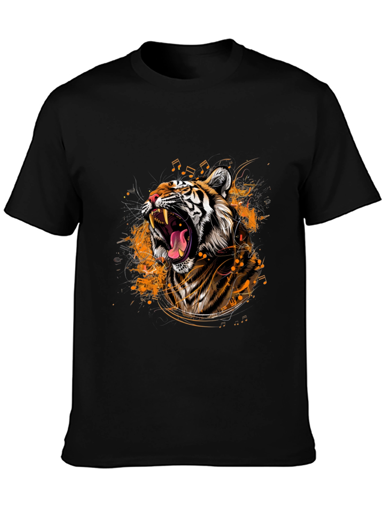 Black Tiger Roar Graphic Black T-Shirt view 3