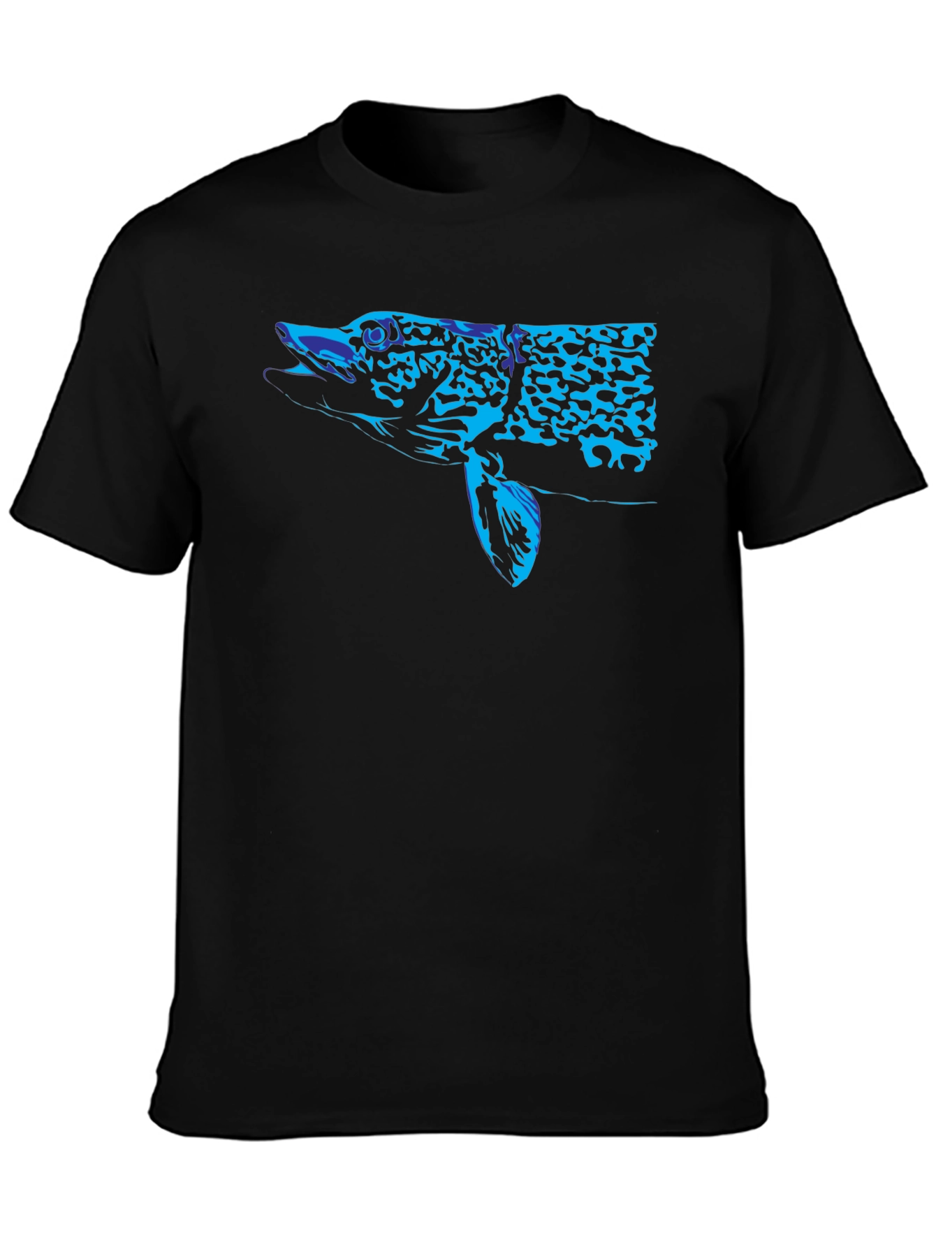 Black Blue Pike Graphic Black T-Shirt view 3