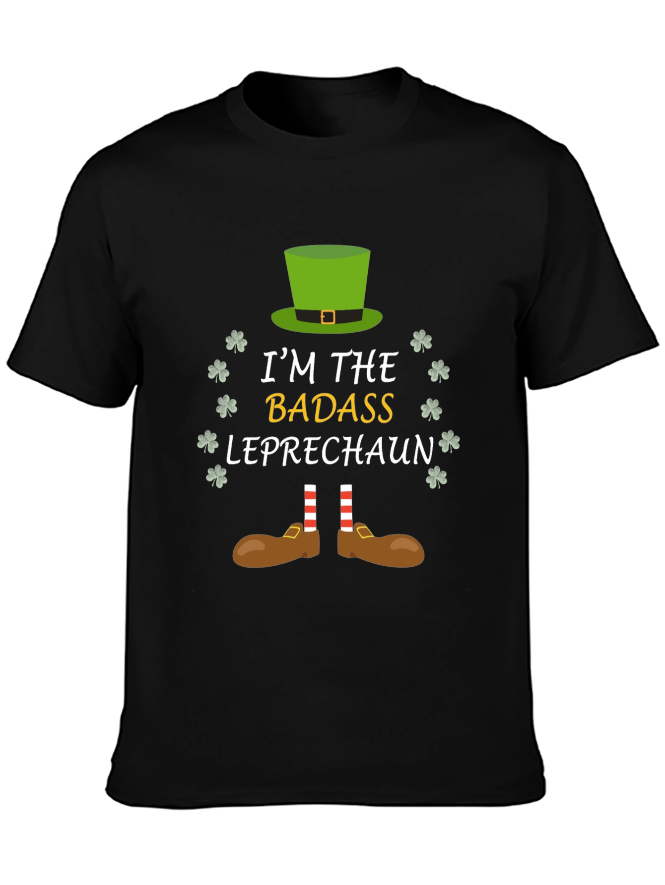 Black Badass Leprechaun St. Patrick's Day T-Shirt view 3