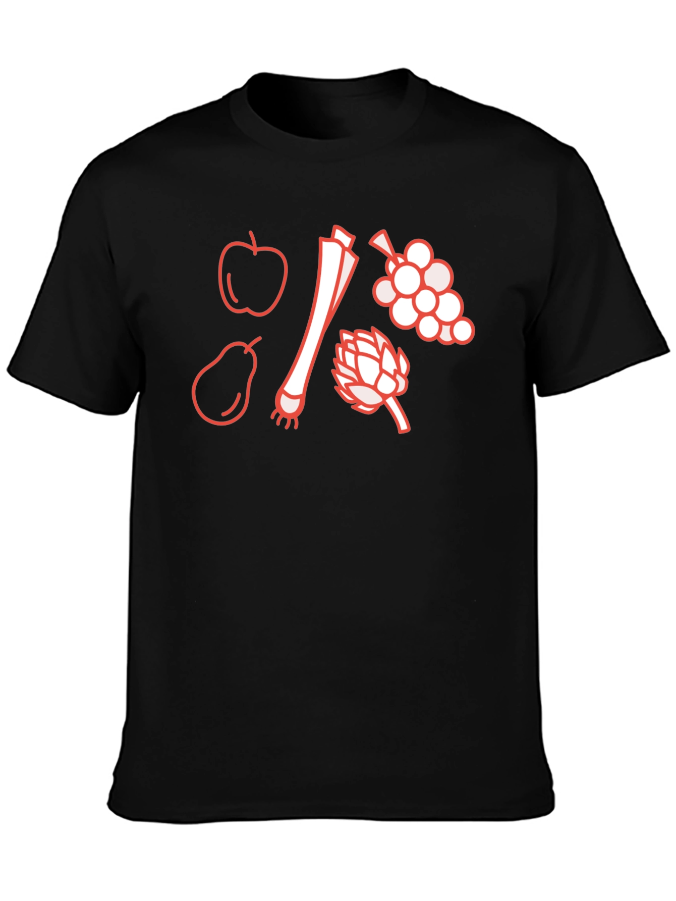 Black Fruit & Veggie Outline Graphic T-Shirt - Black view 3