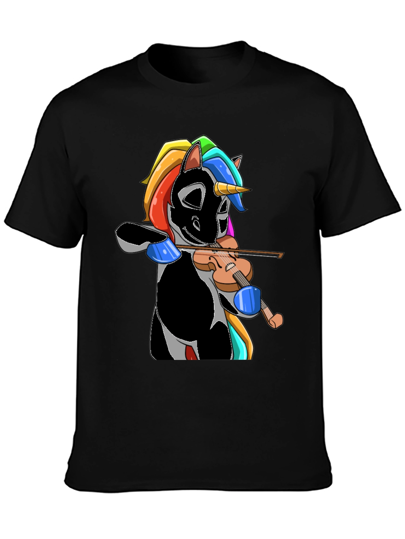 Black Unicorn Violinist Graphic Tee - Black view 3