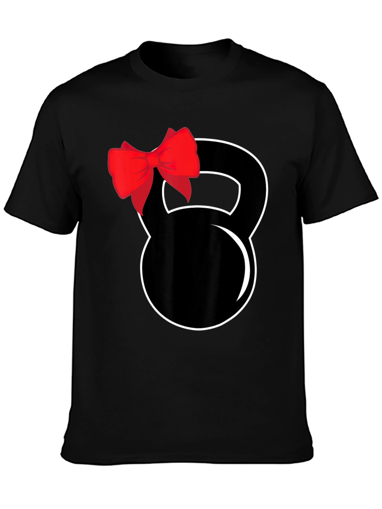 Black Kettlebell Bow Black T-Shirt view 3