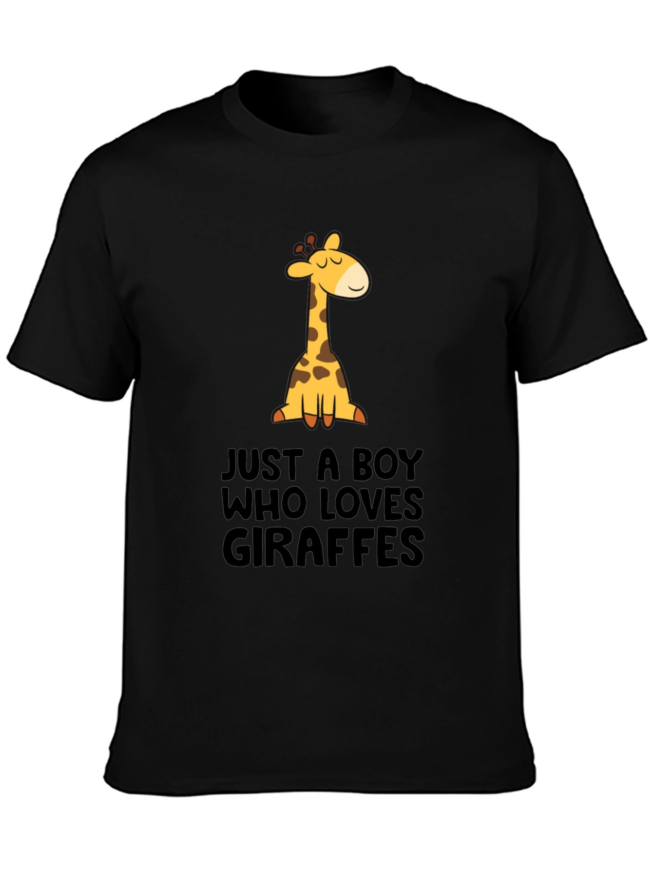 Just A Boy Who Loves Giraffes Black T-Shirt - 3