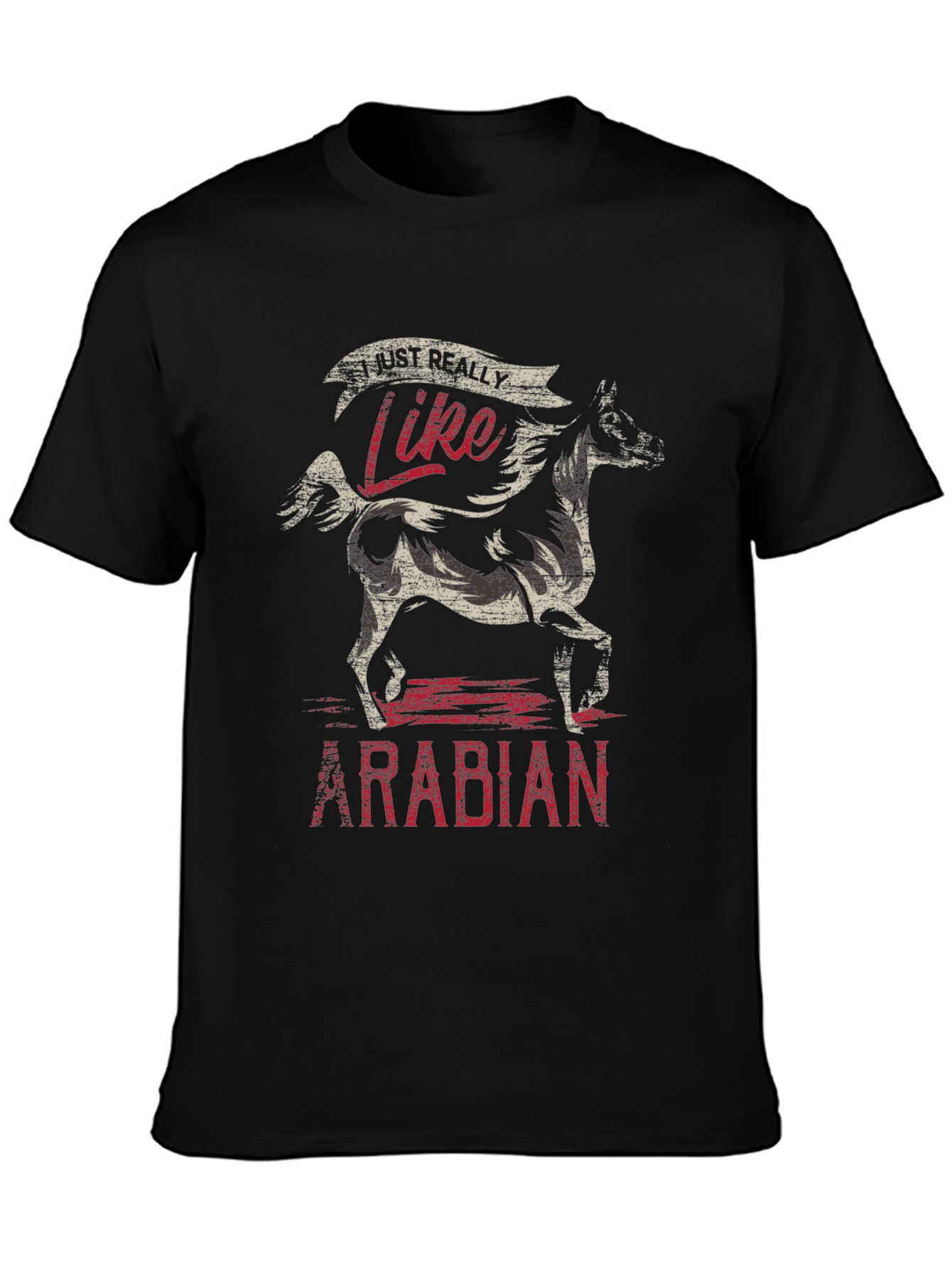 Black I Just Really Like Arabian Horses T-Shirt view 3