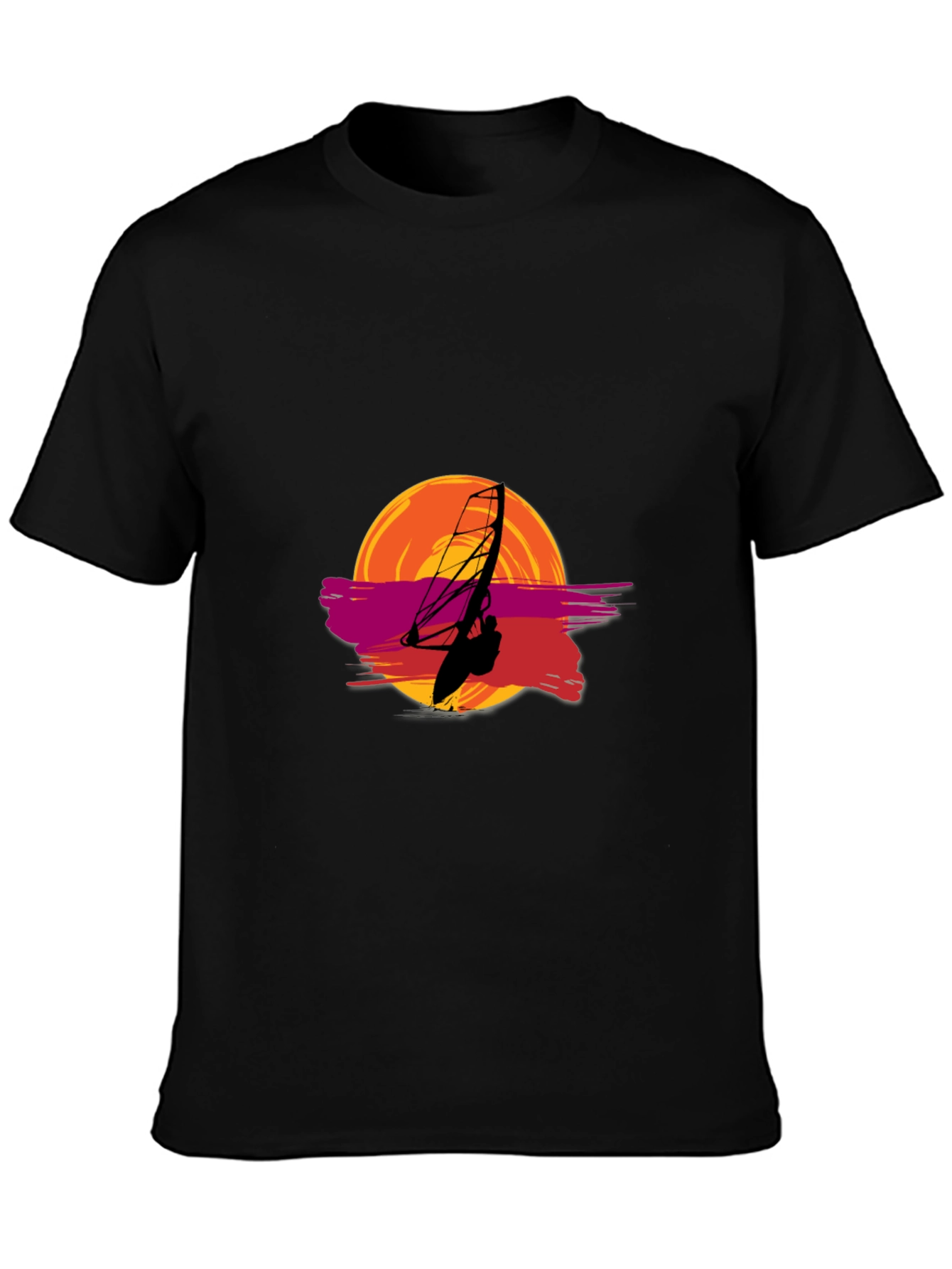 Black Sunset Windsurfer Graphic Tee view 3