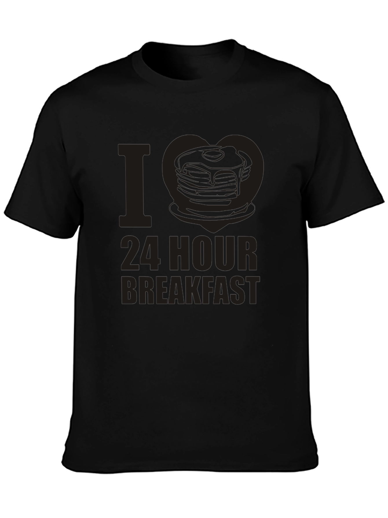 Black I Love 24 Hour Breakfast Black T-Shirt view 3