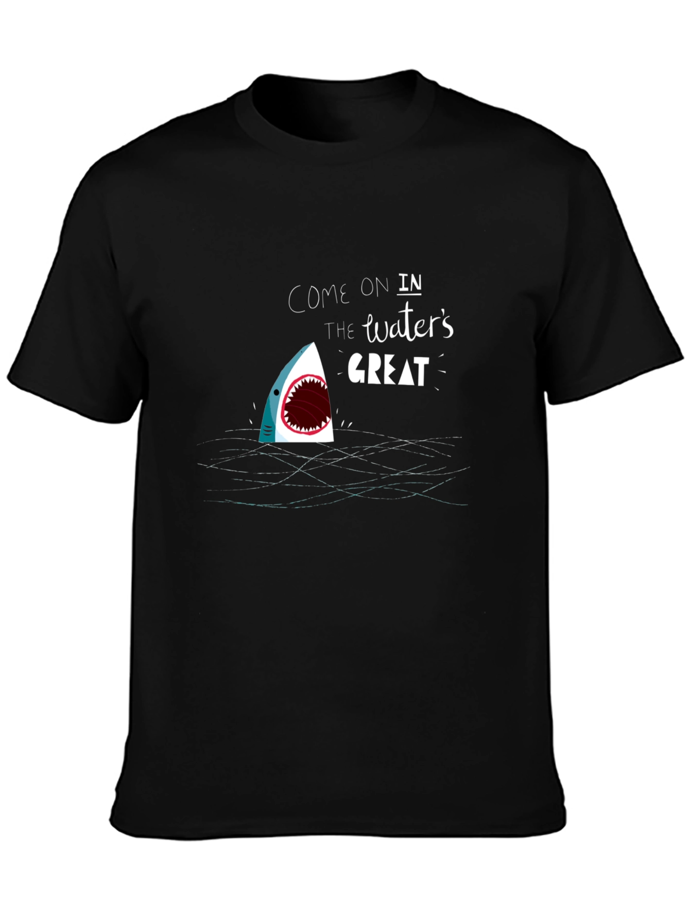 Black Shark Attack T-Shirt: Come On In, The Water's Great! view 3