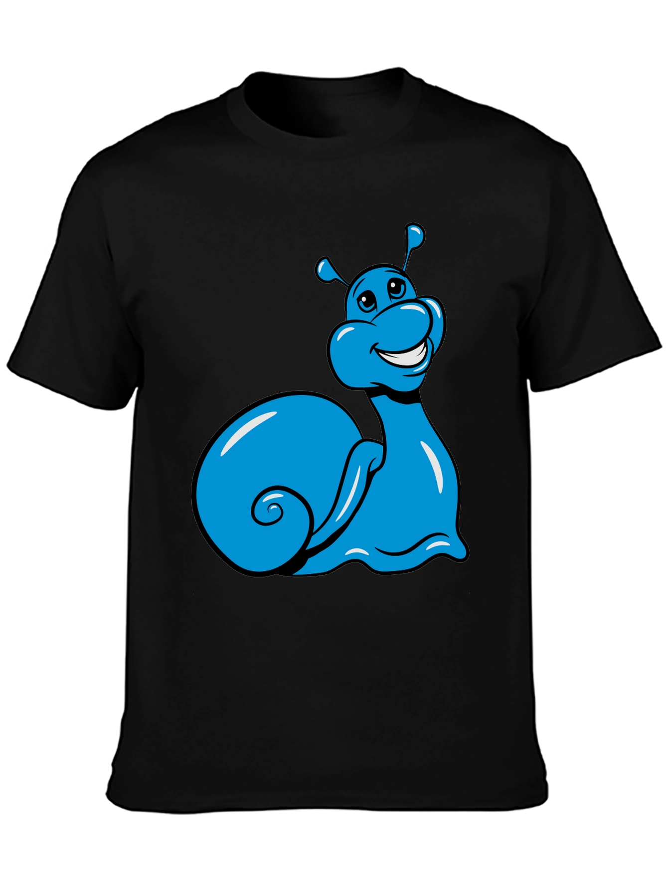 Black Blue Snail Graphic Tee - Black Casual T-Shirt view 3