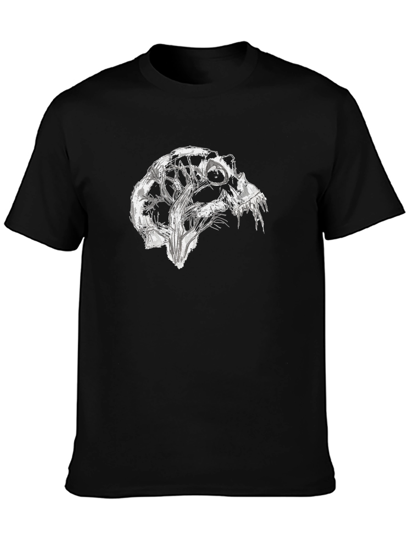 Black Abstract Skull Graphic Black T-Shirt view 3