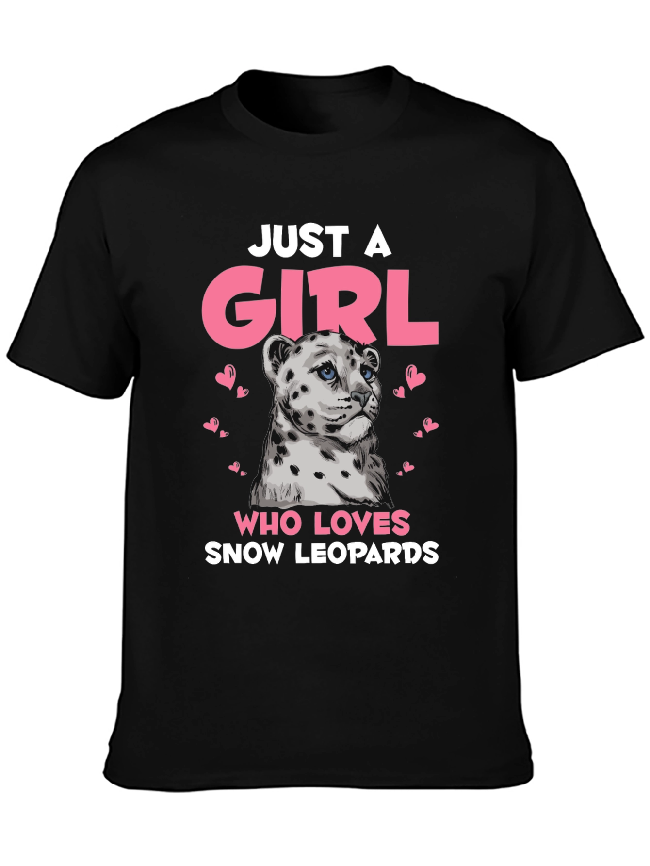 Black Snow Leopard Girl's T-Shirt view 3