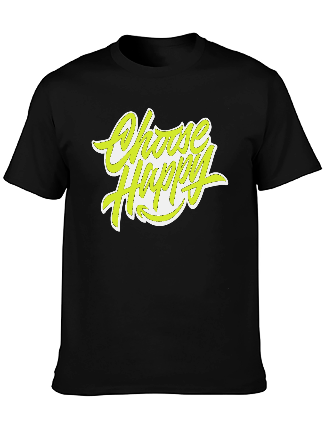 Black Choose Happy Graphic Tee - Stylish Positive Vibes Shirt view 3