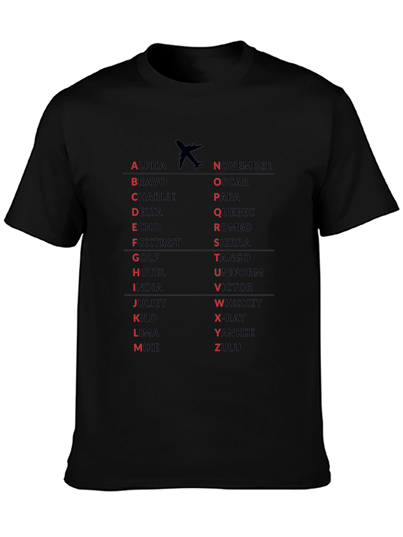 Black Aviation Alphabet T-Shirt view 3