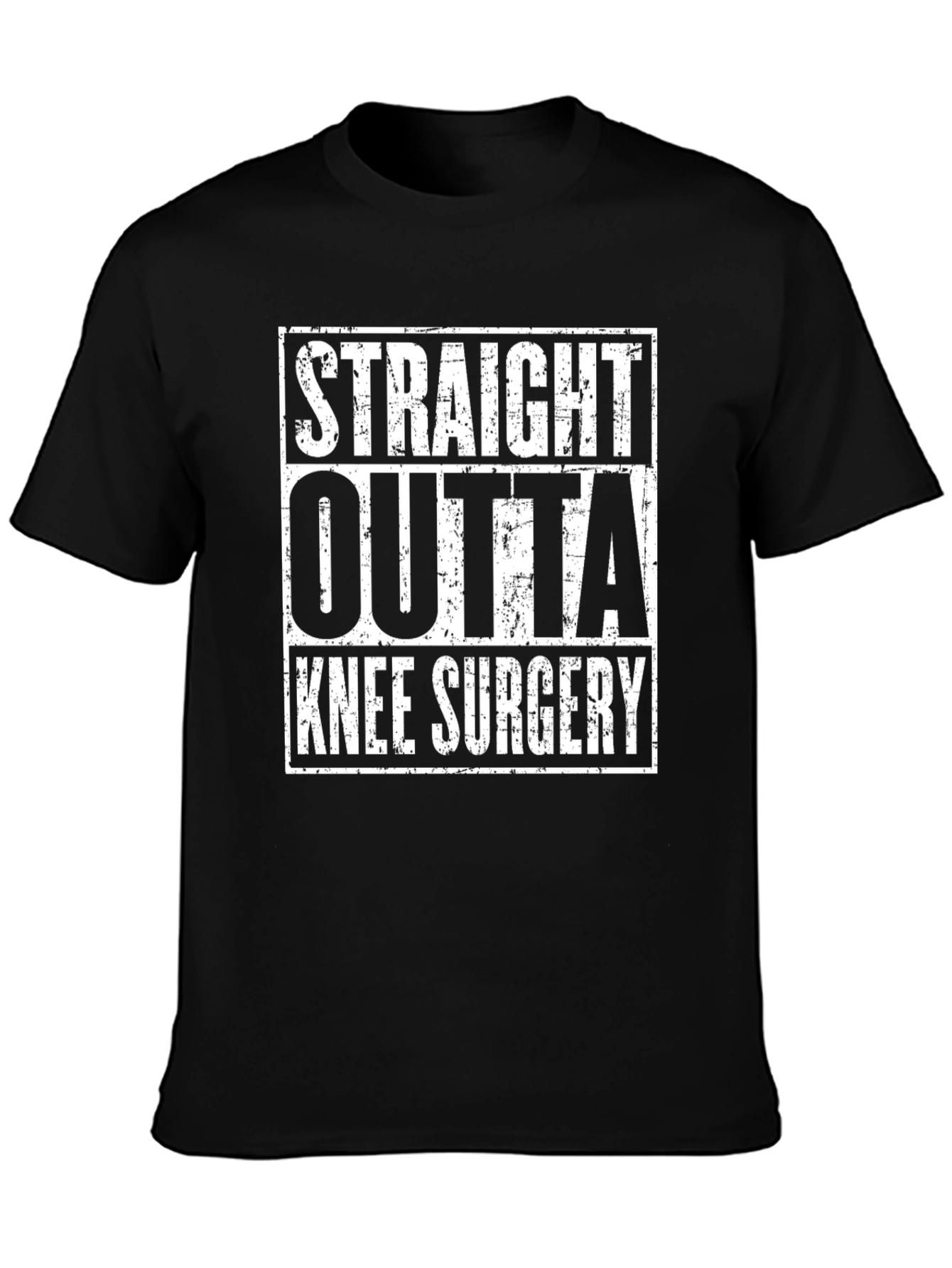 Black Straight Outta Knee Surgery Black T-Shirt view 3
