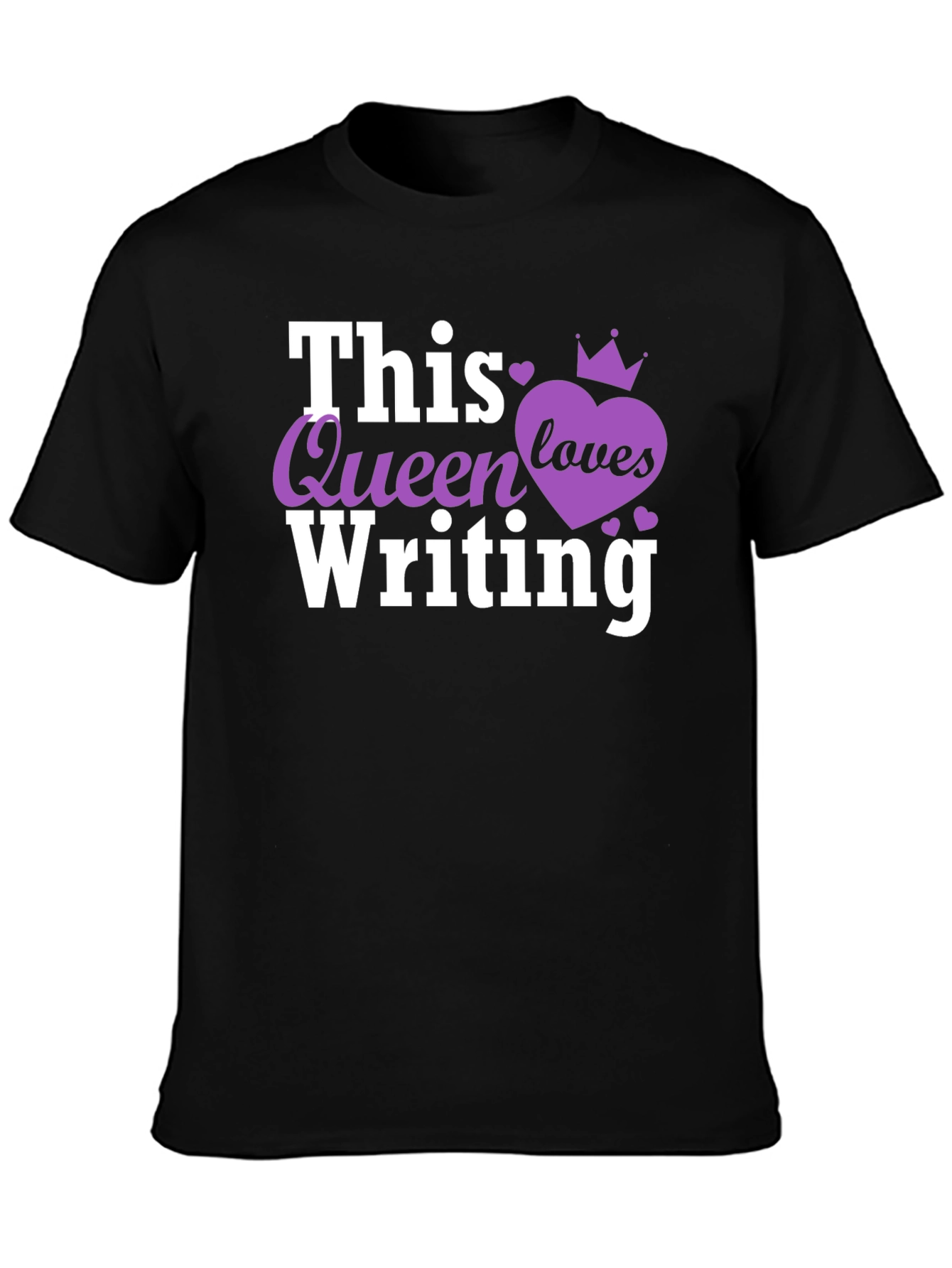 Black Queen Writing T-Shirt - Black Novelty Tee view 3