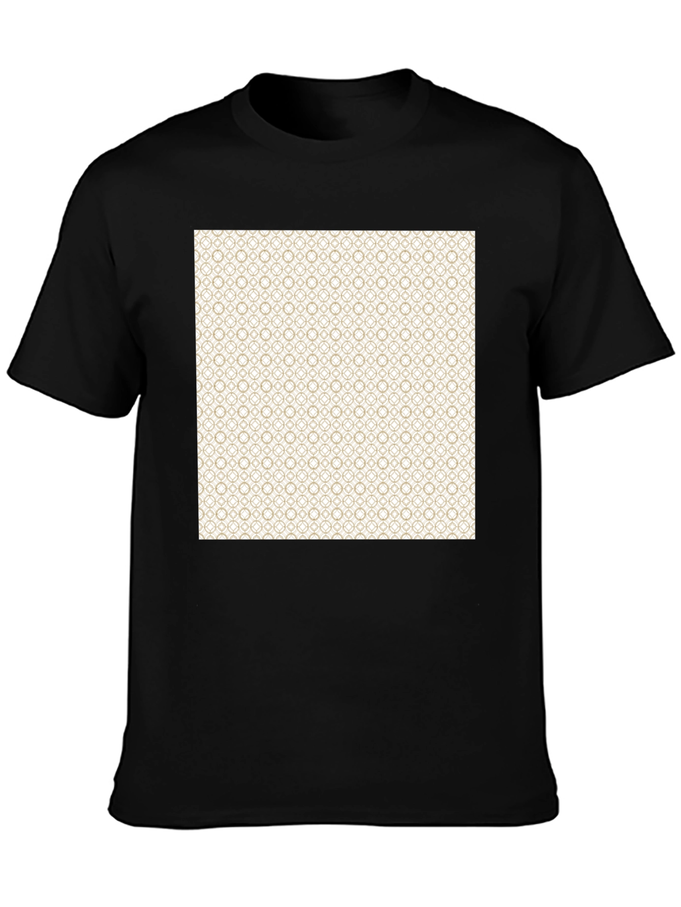 Black Geometric Pattern Black T-Shirt view 3