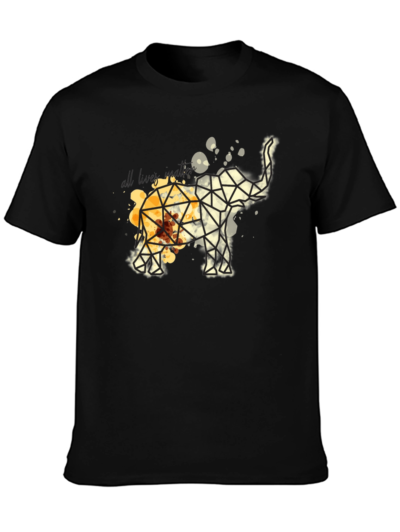 Black Geometric Elephant Graphic Tee - Modern Artistic Design view 3