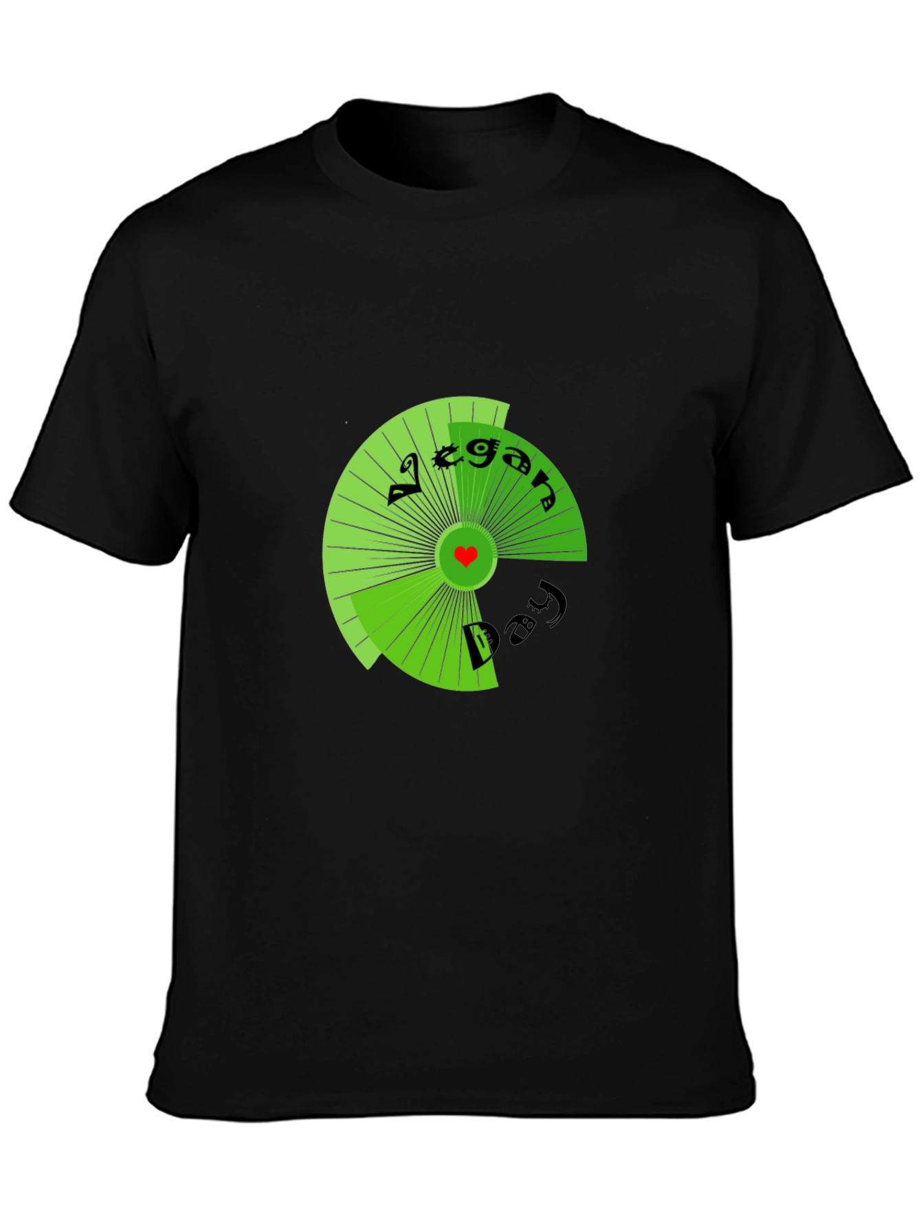 Vegan Day T-Shirt - Black, Circular Graphic - 3