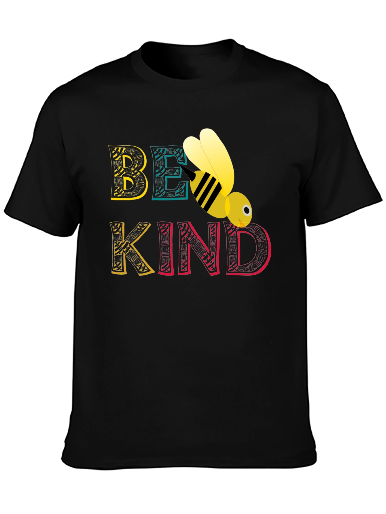 Black Be Kind Bee Graphic Tee - Black Unisex T-Shirt view 3