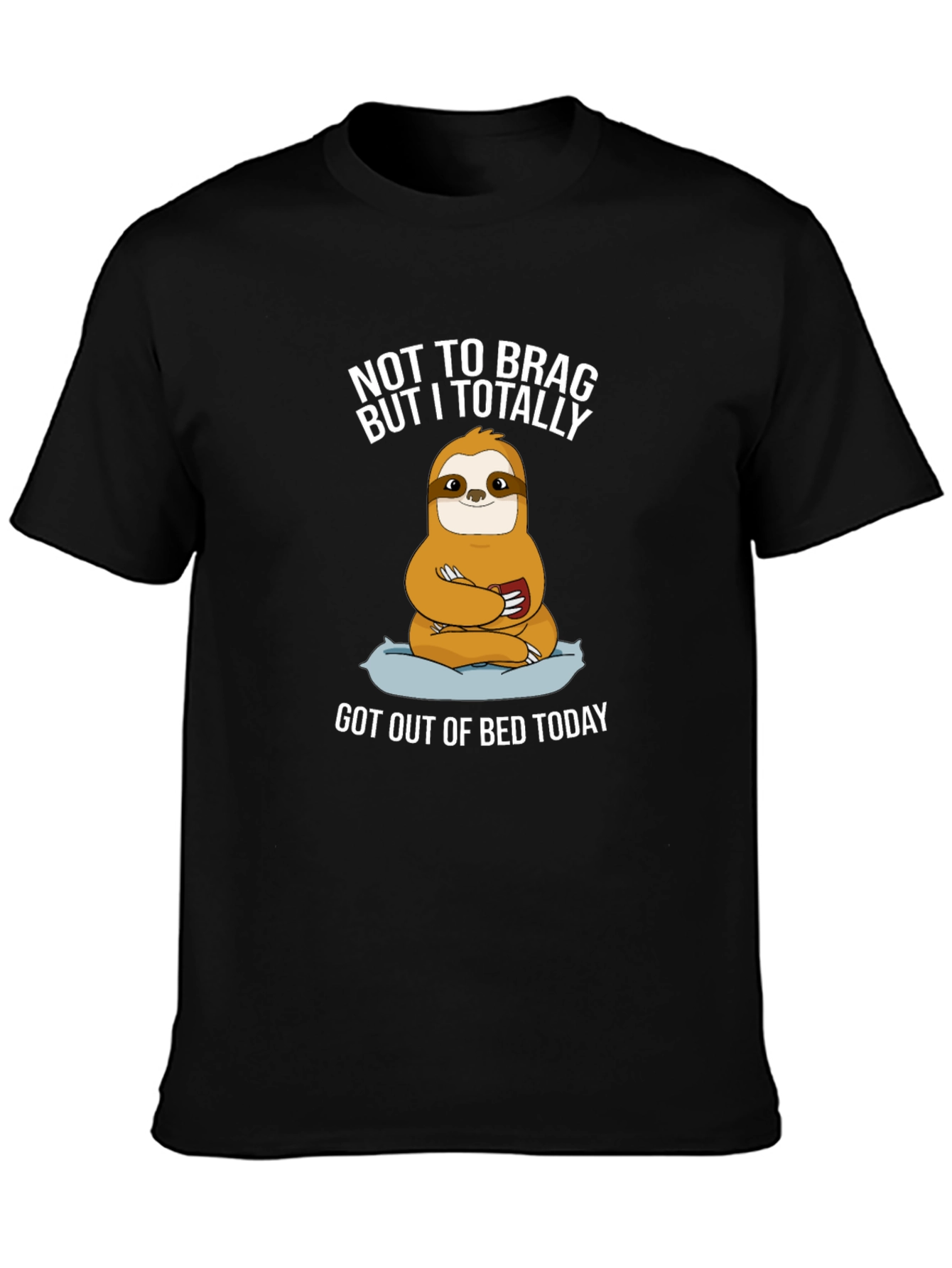 Black Funny Sloth Graphic T-Shirt - Not To Brag view 3