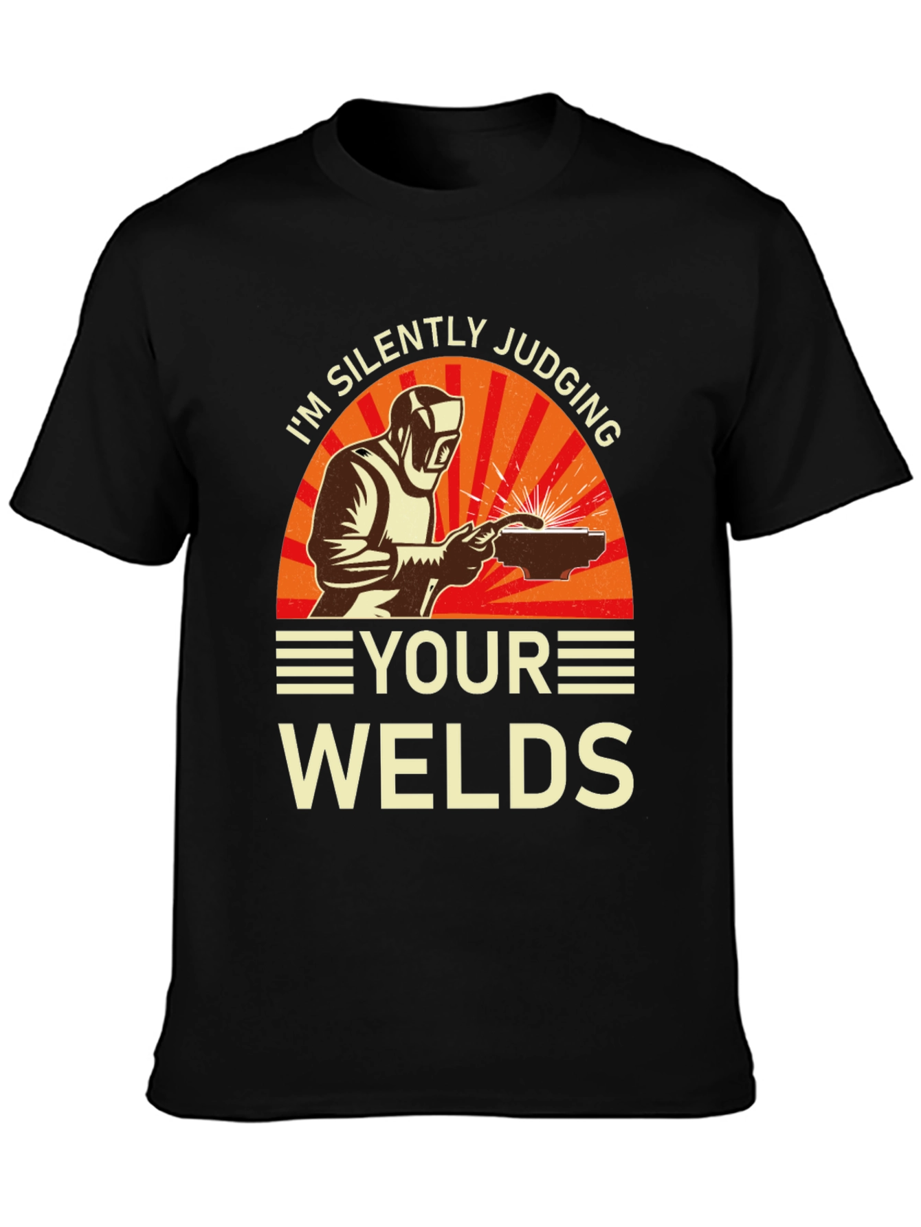Black Welder T-Shirt - Silently Judging Your Welds Funny Tee view 3