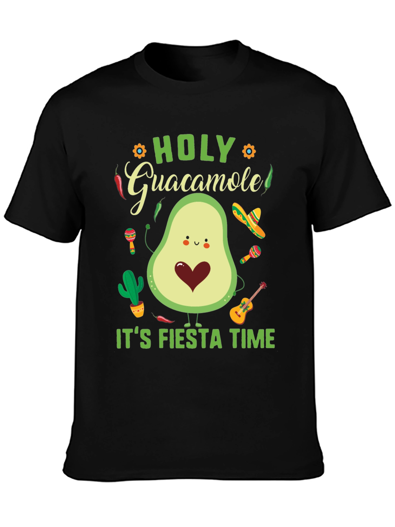 Black Fiesta Time Avocado Graphic Tee view 3