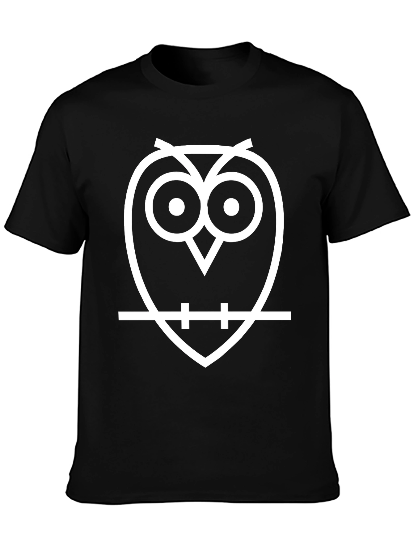 Black Cool Owl Graphic Tee - Black Cotton T-Shirt view 3