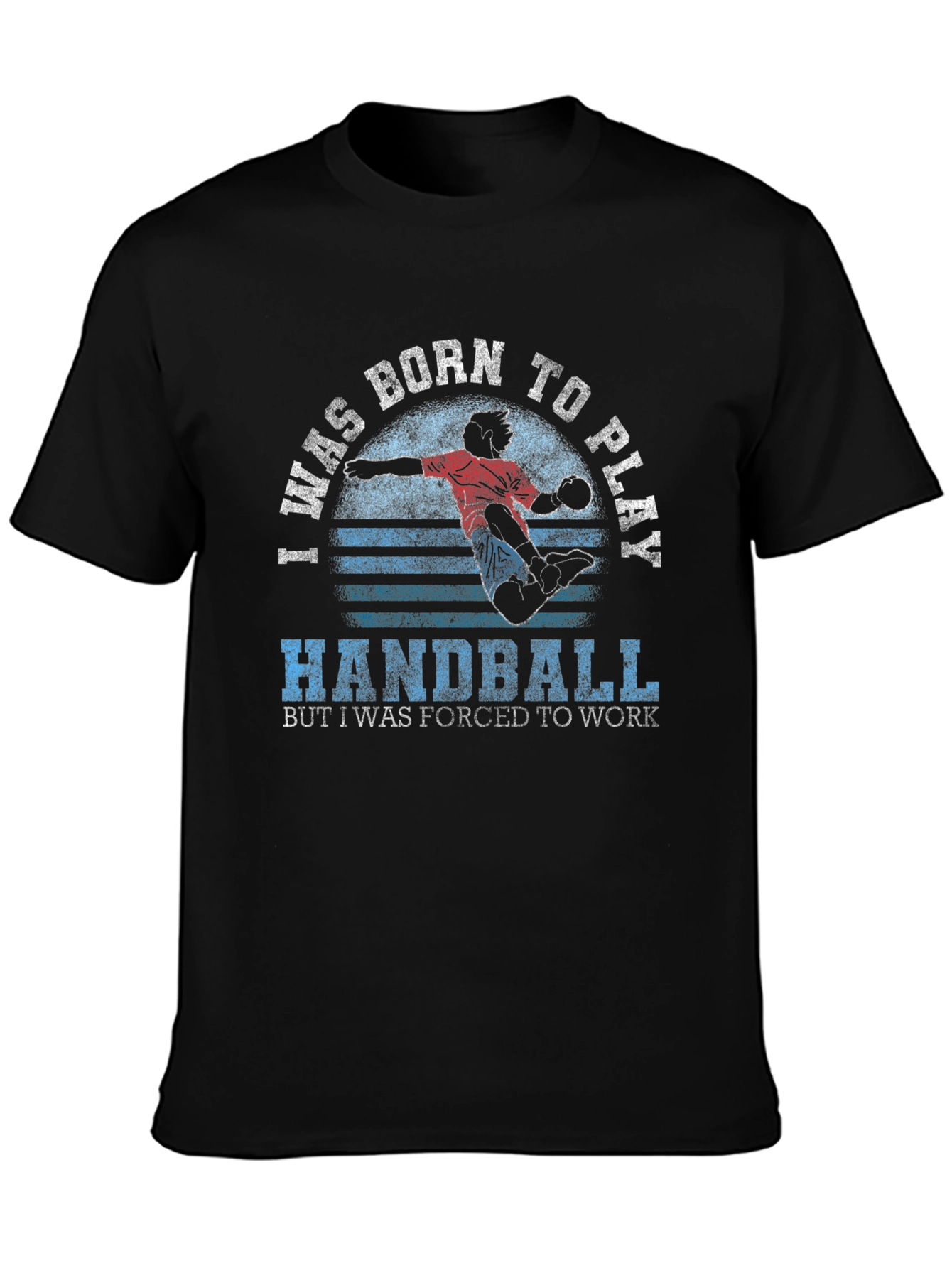 Black Born to Play Handball T-Shirt view 3