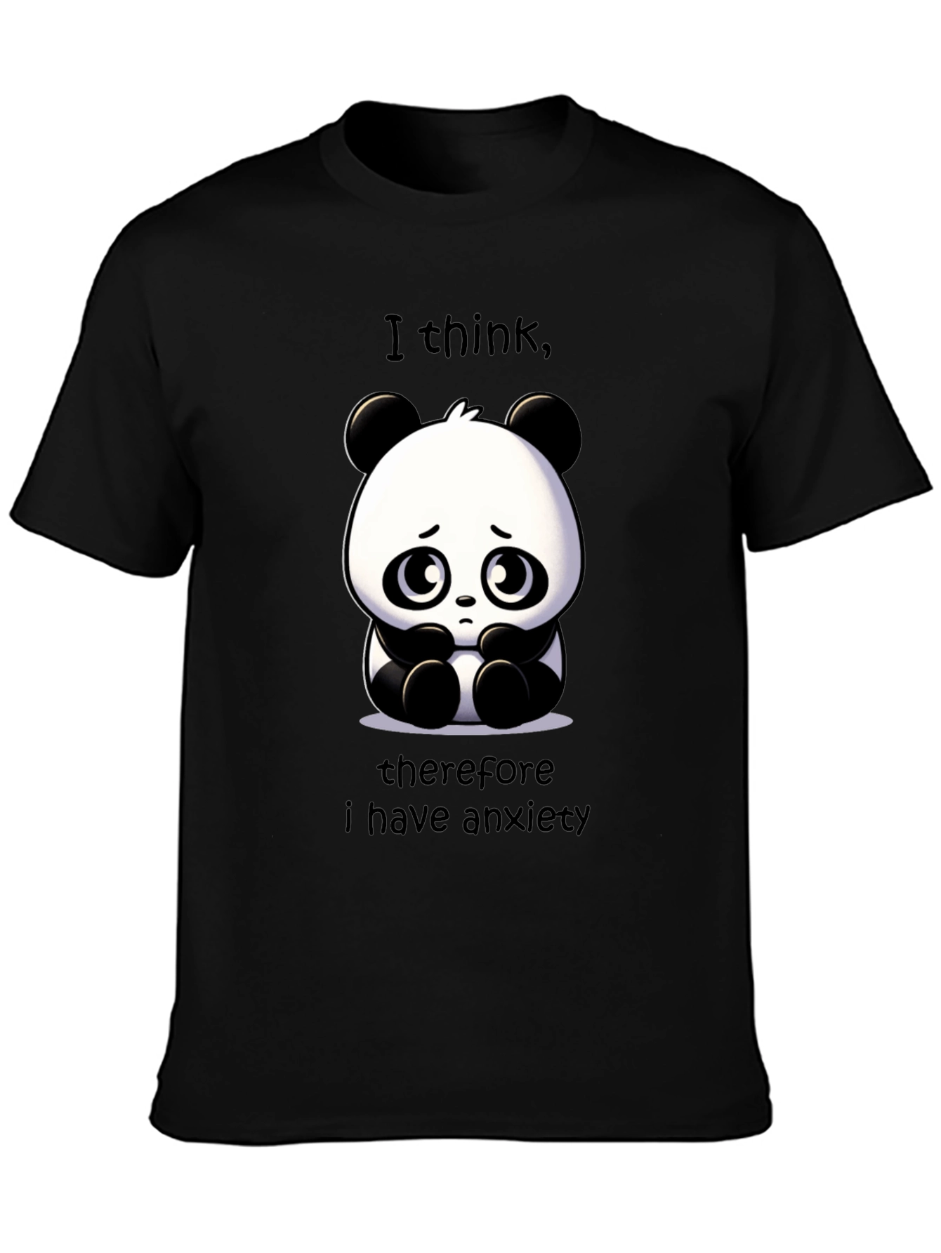 Black Anxiety Panda Graphic T-Shirt - Funny & Relatable! view 3