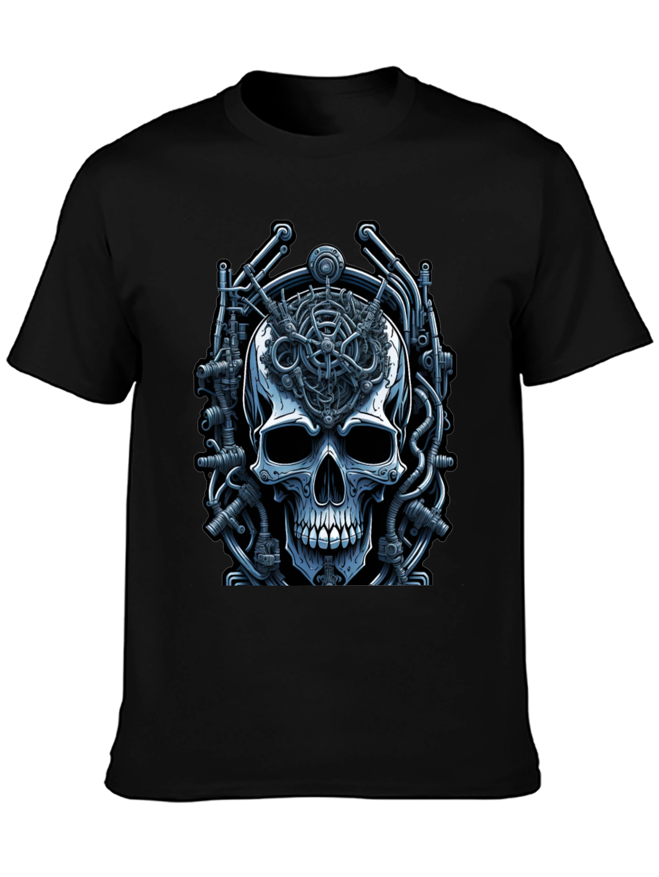 Black Steampunk Skull T-Shirt - Mechanical Mind view 3
