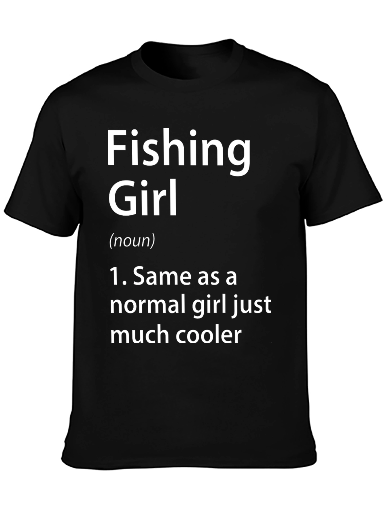 Black Fishing Girl T-Shirt - Cool Definition Tee view 3