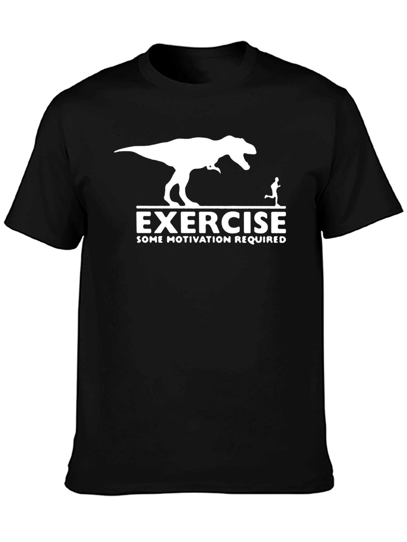Black Exercise Dinosaur Motivation T-Shirt view 3