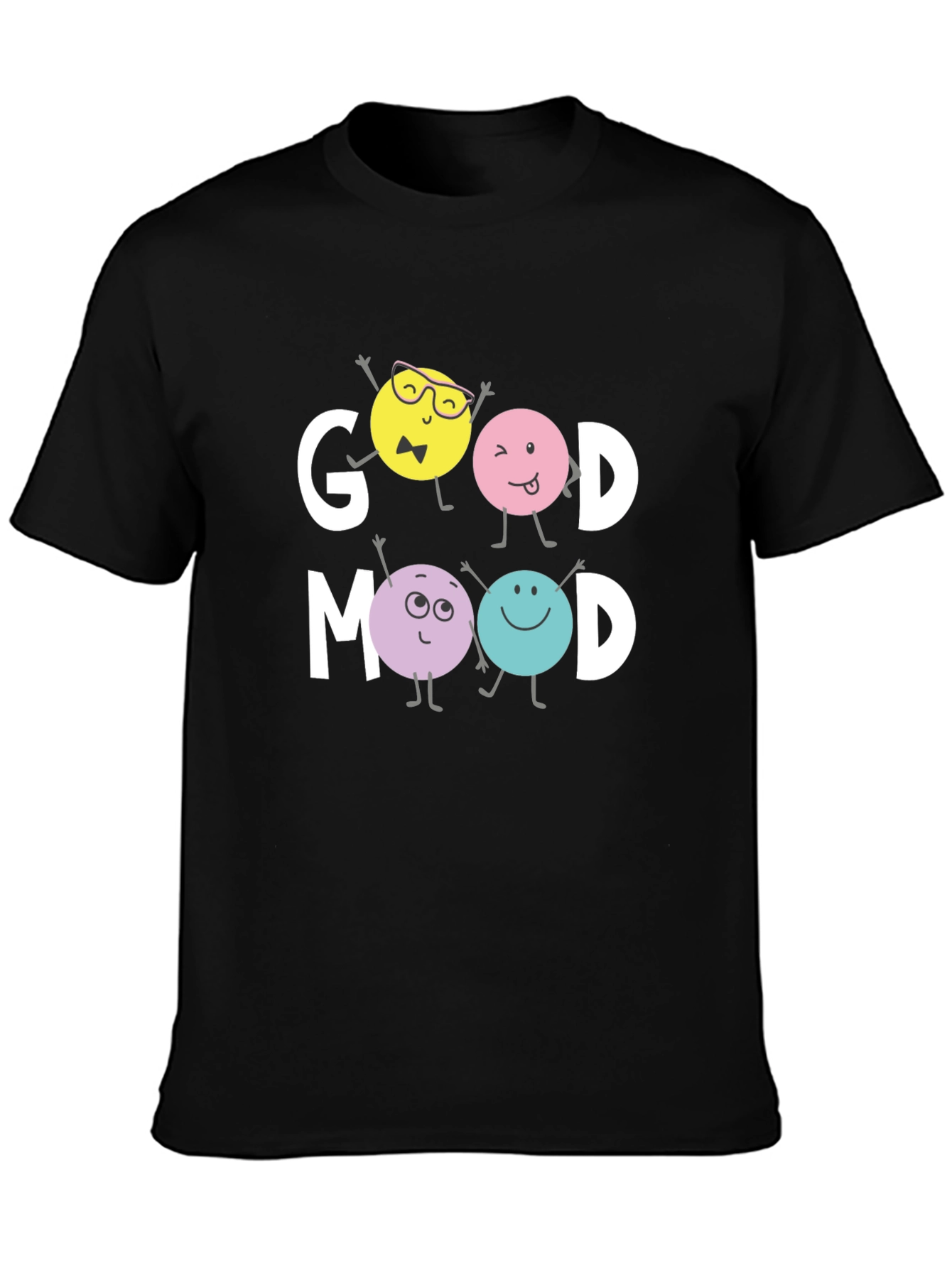Black Good Mood Graphic Tee - Trendy Casual Wear view 3