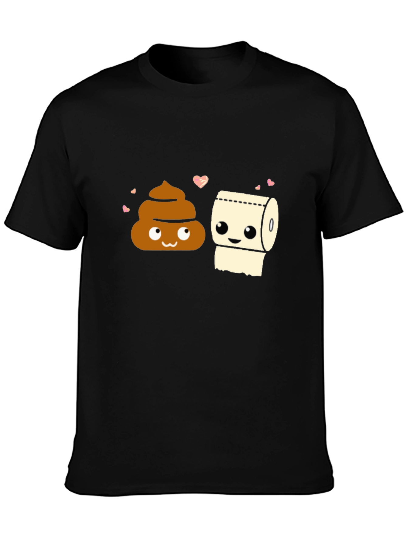 Black Funny Poop & Toilet Paper Matching Couple T-Shirt view 3